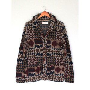 LEVI'S Kuna Knit Fleece Sweater Patchwork Jacket, Size M Medium Shawl Collar